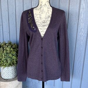 NWT Daisy Fuentes Embellished Purple Women's Sweater L
